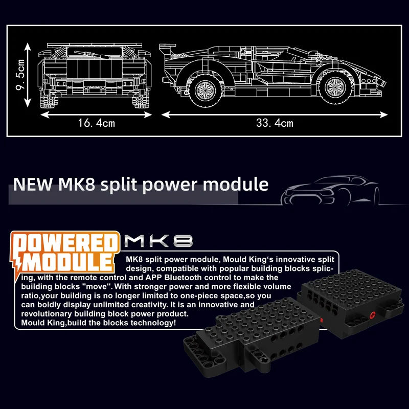 MOULD KING 13195 Technik Remote Control Sport Racing Car Model Building Blocks - Image 6