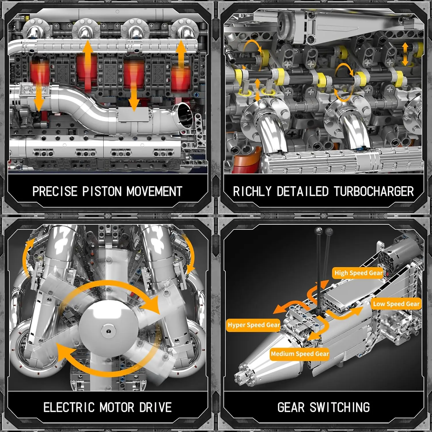 Mould King 10168 - 2899PCS V8 Twin-Turbo Engine Building Blocks - Image 4