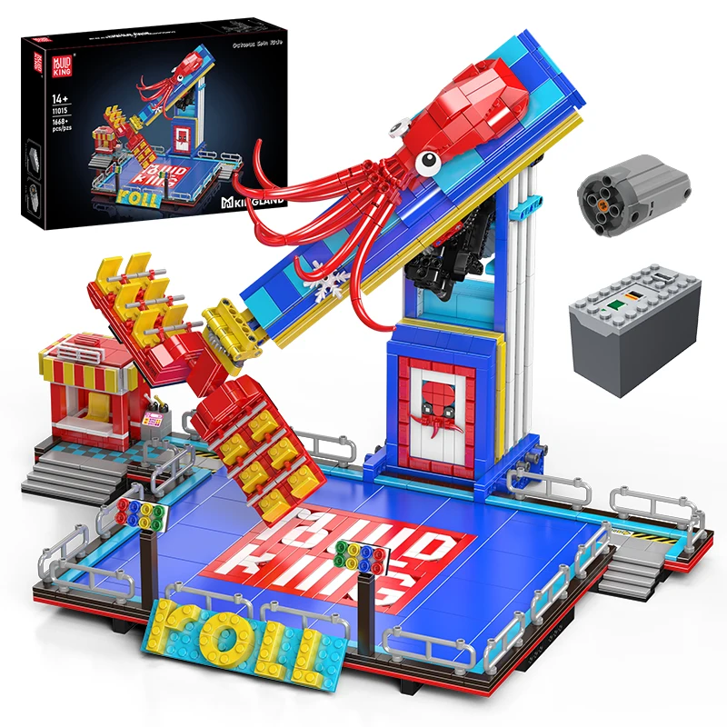 Mould King 11015 Amusement Park Toys The Motorized Octopus Spin Ride Building Block - Image 6